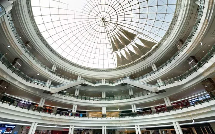 Interior dome of City Center Mall Doha with natural light