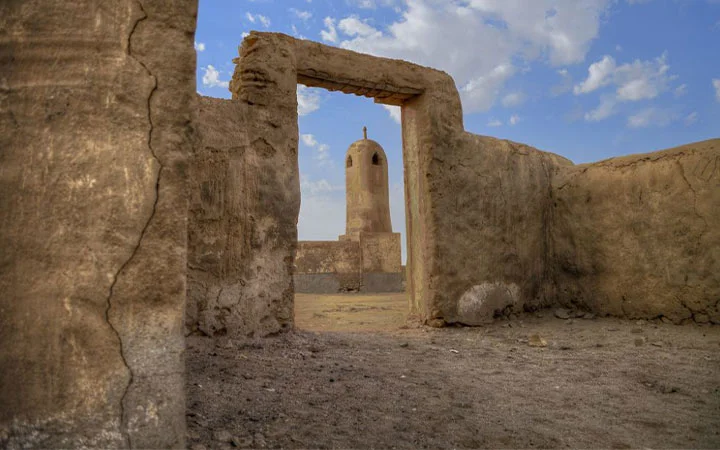 Historic stone arch at Al Areesh Ghost Town Qatar reflecting old desert life