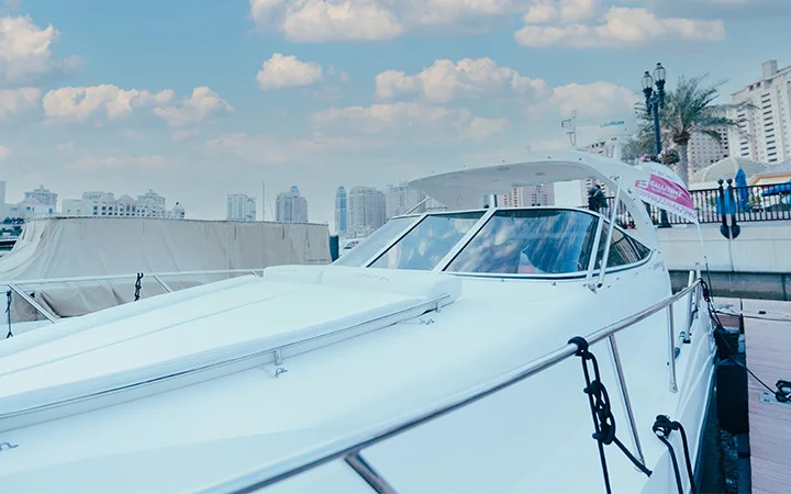 Luxury yacht docked in Doha Qatar for private rental up to 10 guests