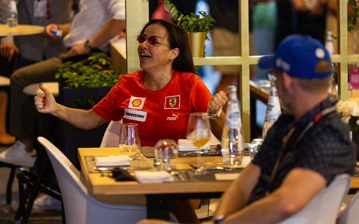 Guests enjoying luxury dining at Champions Club Qatar F1 hospitality