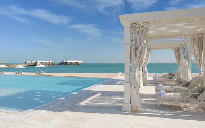 Relax in a private cabana with sea views at Chedi Katara Beach Qatar