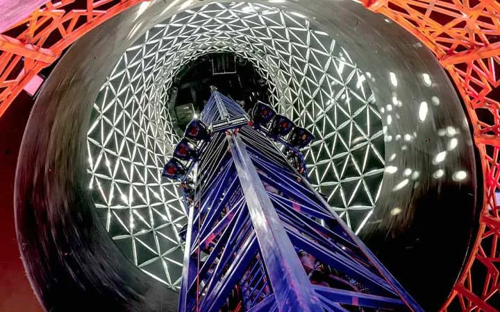Magma Blast indoor drop tower at Quest Theme Park Qatar, the tallest of its kind